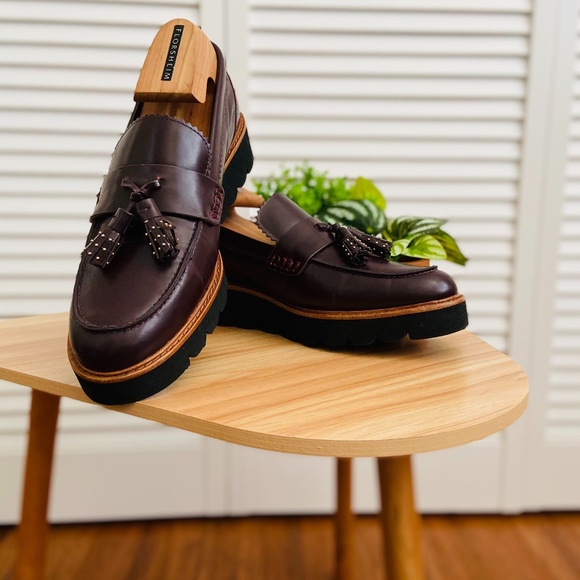 Coach Shoes - Coach Burgundy Platform Loafers